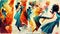 dance contest poster for a viennese waltz, modern illustration, ai generated image