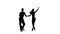 Dance element from the salsa, silhouette couple ballroom. White background