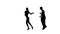 Dance element from salsa, silhouette pair. White background, slow motion