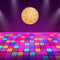 Dance floor. Night disco parties. Retro vintage neon grid dance floor horizon. Vector stock illustration