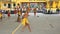 Dance group dancing traditional dance of Ecuadorian amazon in the Ciudad Mitad del Mundo turistic center near of the city of Quito