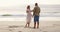 Dance, love and happy with couple on beach for romance, summer vacation and celebration. Bonding, affectionate and