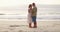 Dance, love and relax with couple on beach for romance, summer vacation and celebration. Bonding, affectionate and