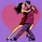 Dance men women background hearts