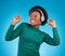 Dance, music and headphones with black woman in studio for streaming, audio and relax. Online radio, technology and