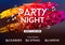 Dance music night poster background. Night club music concert DJ flyer vector design glow abstract banner event show