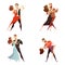 Dance Pair Retro Cartoon Set