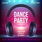 Dance party poster. Placard invitation music club headset realistic illustration with place for text