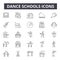Dance schools concept line icons, signs, vector set, linear concept, outline illustration