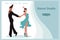 Dance studio banner, couple of dancers. Woman and man ballroom dancing. Illustration, modern concept, vector.