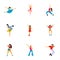 Dance styles icons set, flat style