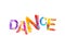 DANCE. Word of colorful triangular letters