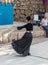 Dancer in a black authentic dress dances to the music for visitors at the annual festival `Jerusalem Knights`