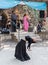 Dancer in a black authentic dress dances to the music for visitors at the annual festival `Jerusalem Knights`