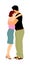 Dancer couple in love vector illustration isolated. Sensual tango dance on wedding party. Woman and man closeness. Boy hugs girl.