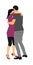 Dancer couple in love vector illustration isolated. Sensual tango dance on wedding party. Woman and man closeness. Boy hugs girl.