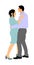 Dancer couple in love vector illustration isolated. Sensual tango dance on wedding party. Woman and man closeness. Boy hugs girl.