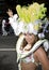 A dancer from the London School of Samba float