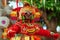 Dancer man in traditional Balinese costume and monkey mask