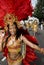 A Dancer from the Paraiso School of Samba float