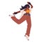 Dancer perform hiphop. Performer in freestyle street dance. Young woman jumping in hip hop pose. Modern, contemporary