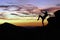 Dancer silhouette at sunset in Joshua Tree