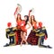 Dancer team wearing in traditional flamenco dresses