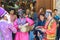 Dancers musicians with black face dance in the street in Bazaar to spread good cheer in Nowruz holidays. Shiraz. Iran