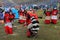 Dancers at Quyllurit\'i inca festival in the peruvian andes near ausangate mountain.