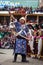 Dancers in traditional Ladakhi Tibetan costumes perform warlike