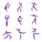 Dancing abstract people, symbols