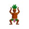 Dancing african tribe king with hands up and gold jewelry