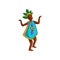 Dancing african tribe woman with green leaf crown