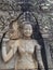 Dancing Apsara Girl Carved On The Wall Of Temple In Cambodi.