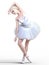 Dancing ballerina 3D. White ballet tutu.