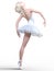 Dancing ballerina 3D. White ballet tutu.