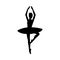 Dancing ballerina black silhouette a vector isolated illustration.