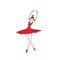 Dancing Ballerina. Young Ballerina in a red Dress with magic wand and crown