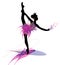 Dancing ballet woman silhouette in black and pink