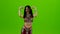 Dancing belly dance with red dress. Green screen. Slow motion