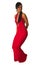 Dancing black african lady in red dress