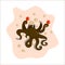 Dancing brown octopus with maracas