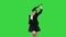 Dancing brunette businesswoman walking in, stops in the middle and then goes away on a Green Screen, Chroma Key.