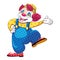 Dancing clown icon, cartoon style