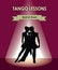 Dancing club poster. Couple dancing. Beautiful professional dancers perform tango dance with passion.