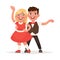 Dancing couple of children on a white background. Vector illustration in a flat style