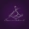 Dancing couple created by line art. Stylized figures of dancing man and woman. Silver luxury logo design template. Dynamic shape