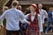 Dancing couple in the Latvian national costume