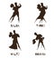 Dancing Couples Black Retro Cartoon Icons