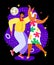 Dancing at the disco - colorful flat design style illustration